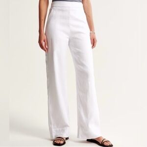 Abercrombie Fitch Linen Collection Wide Leg Pants Ultra High Rise White Size 33